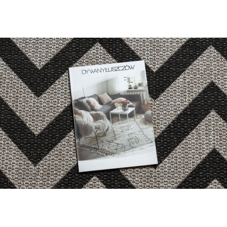 DYWAN SZNURKOWY SIZAL FLOORLUX 20340 silver / black ZYGZAK szary